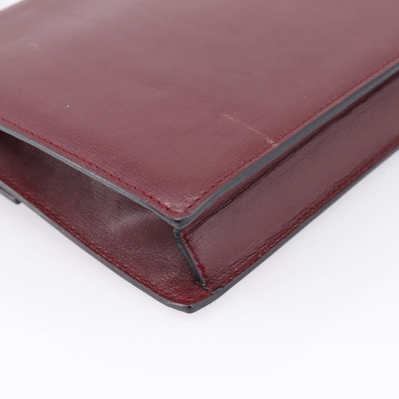 CARTIER Must Line Shoulder Bag Leather Bordeaux Gold Auth ka5868