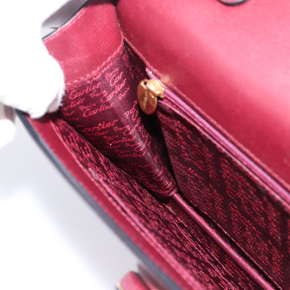 CARTIER Must Line Shoulder Bag Leather Bordeaux Gold Auth ka5868