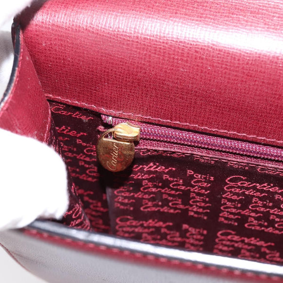 CARTIER Must Line Shoulder Bag Leather Bordeaux Gold Auth ka5868
