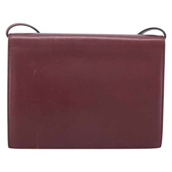 CARTIER Must Line Shoulder Bag Leather Bordeaux Gold Auth ka5868