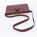 CARTIER Must Line Shoulder Bag Leather Bordeaux Gold Auth ka5868-7