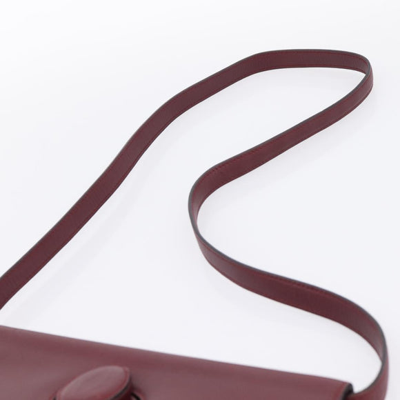 CARTIER Must Line Shoulder Bag Leather Bordeaux Gold Auth ka5868