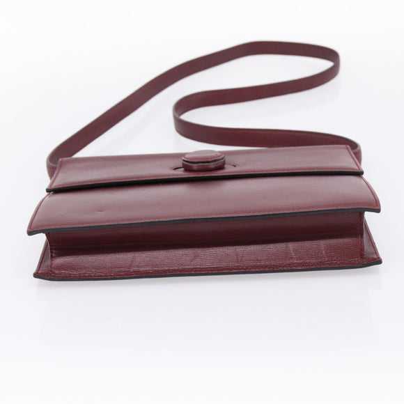 CARTIER Must Line Shoulder Bag Leather Bordeaux Gold Auth ka5868
