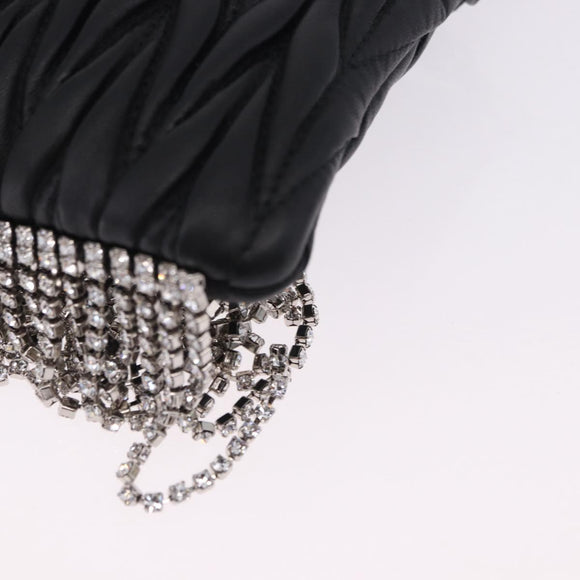 Miu Miu Matelasse Shoulder Bag Leather Black Silver Auth ka5870SAM