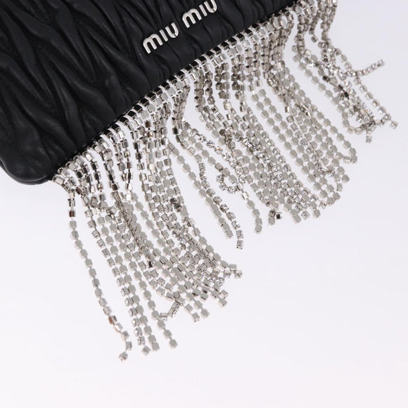Miu Miu Matelasse Shoulder Bag Leather Black Silver Auth ka5870SAM
