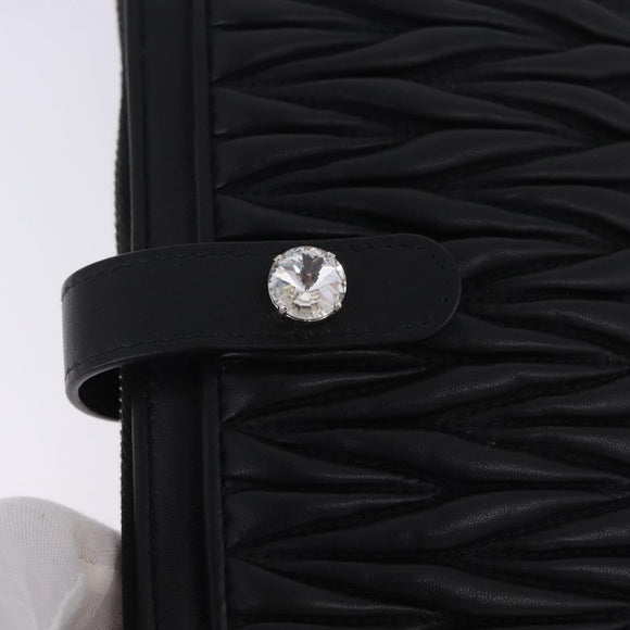 Miu Miu Matelasse Shoulder Bag Leather Black Silver Auth ka5870SAM