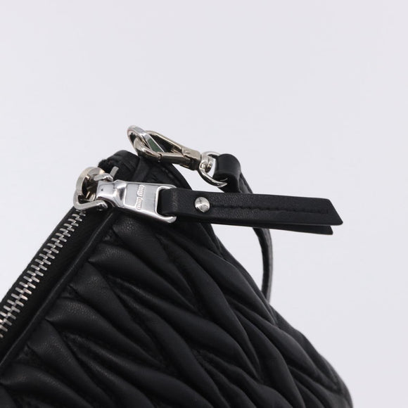 Miu Miu Matelasse Shoulder Bag Leather Black Silver Auth ka5870SAM