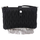 Miu Miu Matelasse Shoulder Bag Leather Black Silver Auth ka5870SAM-13