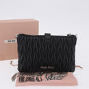 Miu Miu Matelasse Shoulder Bag Leather Black Silver Auth ka5870SAM-12