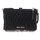 Miu Miu Matelasse Shoulder Bag Leather Black Silver Auth ka5870SAM-2