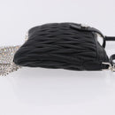 Miu Miu Matelasse Shoulder Bag Leather Black Silver Auth ka5870SAM-3