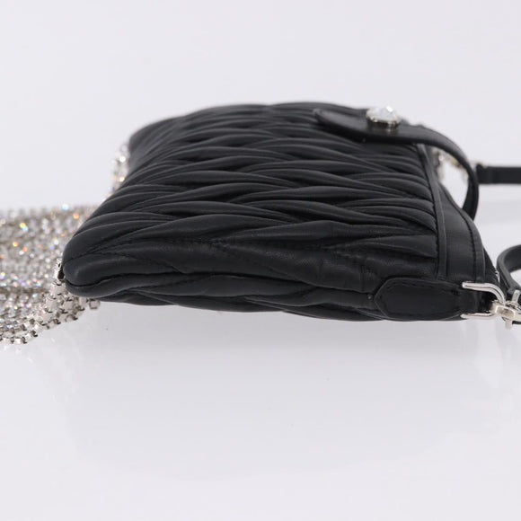 Miu Miu Matelasse Shoulder Bag Leather Black Silver Auth ka5870SAM