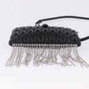 Miu Miu Matelasse Shoulder Bag Leather Black Silver Auth ka5870SAM-5