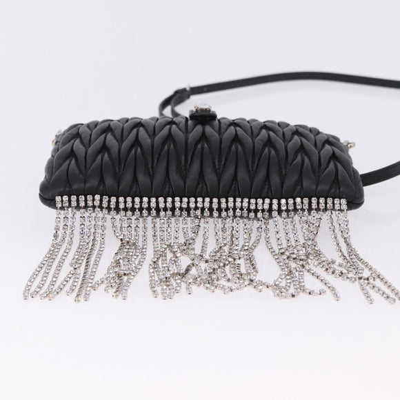 Miu Miu Matelasse Shoulder Bag Leather Black Silver Auth ka5870SAM