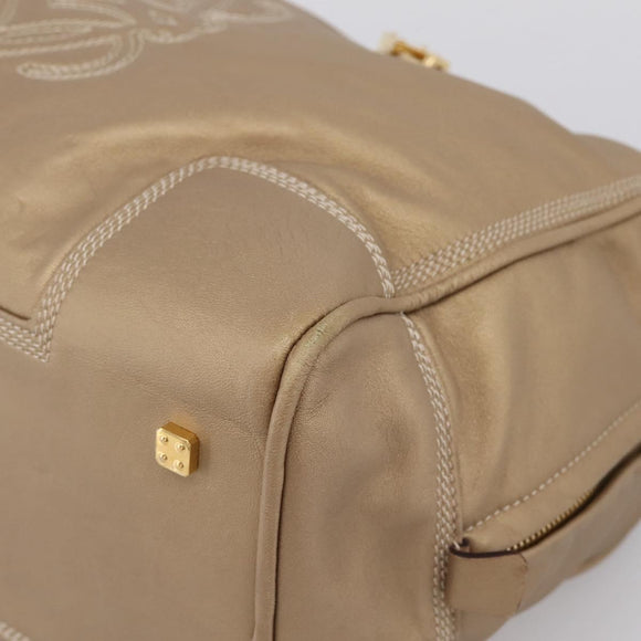 LOEWE Amazonas Hand Bag Leather Gold Auth ka5872A