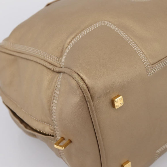 LOEWE Amazonas Hand Bag Leather Gold Auth ka5872A