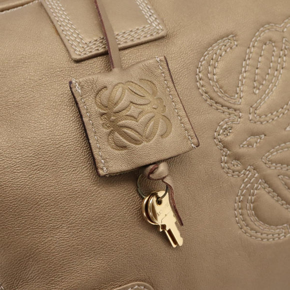 LOEWE Amazonas Hand Bag Leather Gold Auth ka5872A