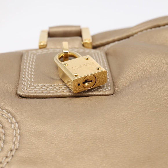 LOEWE Amazonas Hand Bag Leather Gold Auth ka5872A
