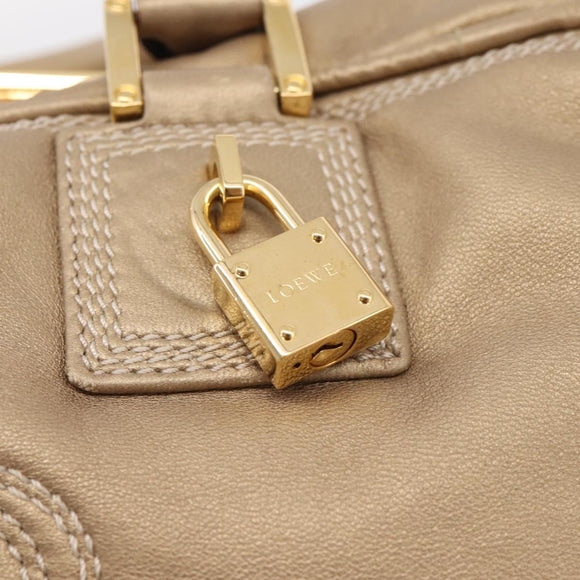 LOEWE Amazonas Hand Bag Leather Gold Auth ka5872A