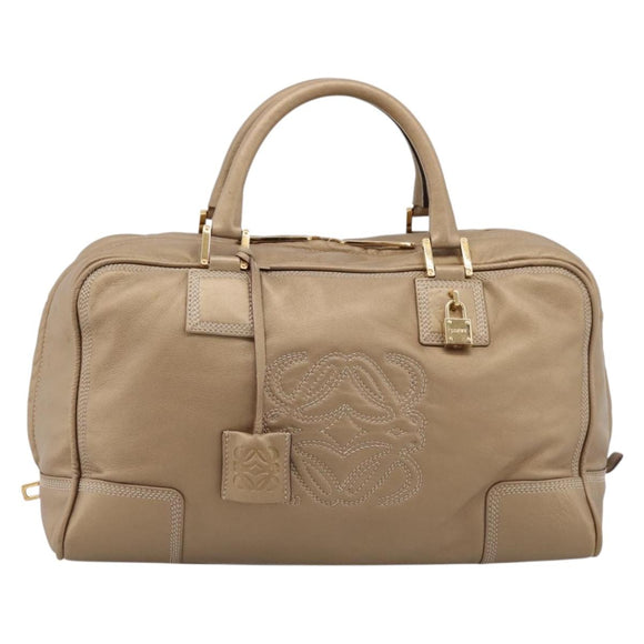 LOEWE Amazonas Hand Bag Leather Gold Auth ka5872A