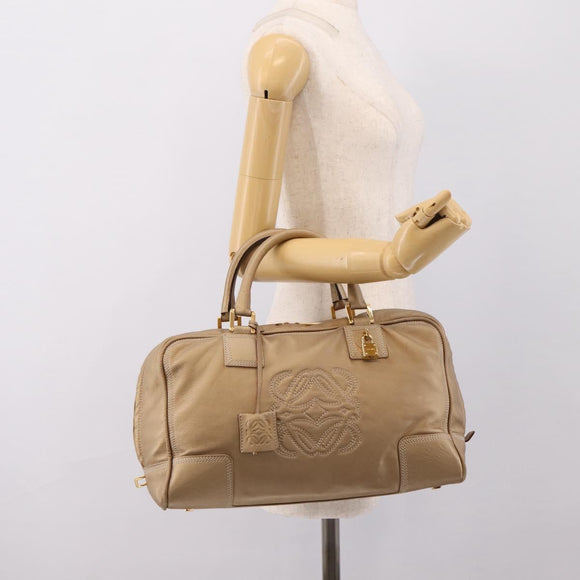 LOEWE Amazonas Hand Bag Leather Gold Auth ka5872A