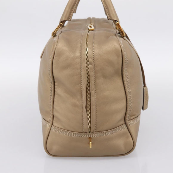 LOEWE Amazonas Hand Bag Leather Gold Auth ka5872A
