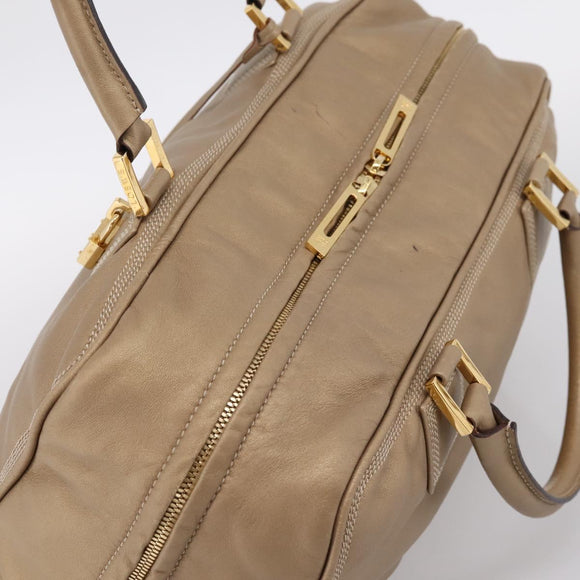 LOEWE Amazonas Hand Bag Leather Gold Auth ka5872A