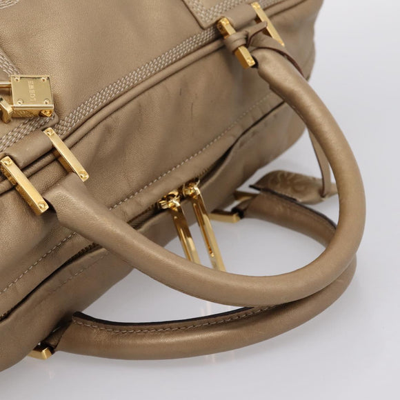 LOEWE Amazonas Hand Bag Leather Gold Auth ka5872A