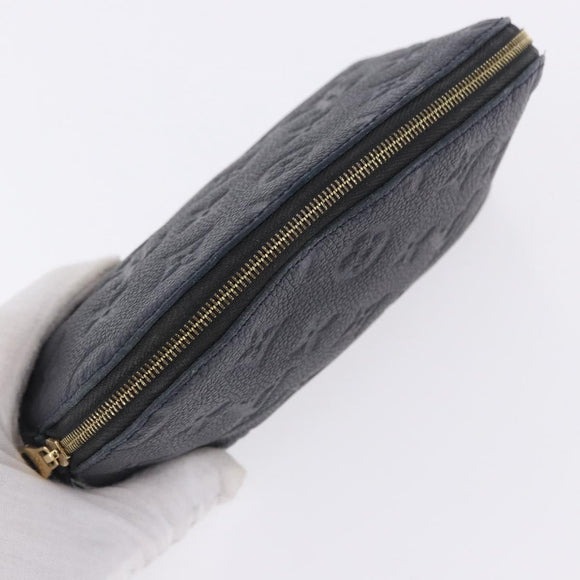 LOUIS VUITTON Monogram Empreinte Pochette Cosmetic PM Navy M69413 LV Auth ka5873