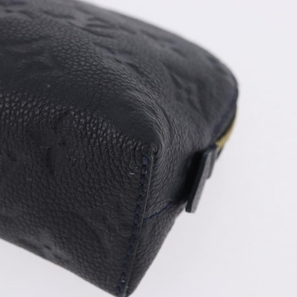 LOUIS VUITTON Monogram Empreinte Pochette Cosmetic PM Navy M69413 LV Auth ka5873