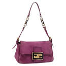 FENDI Mamma Baguette Hand Bag Leather Purple Gold Auth ka5874A-1
