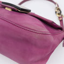 FENDI Mamma Baguette Hand Bag Leather Purple Gold Auth ka5874A-10