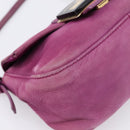 FENDI Mamma Baguette Hand Bag Leather Purple Gold Auth ka5874A-11