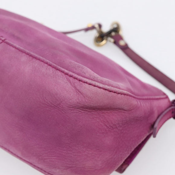 FENDI Mamma Baguette Hand Bag Leather Purple Gold Auth ka5874A