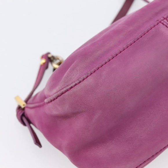 FENDI Mamma Baguette Hand Bag Leather Purple Gold Auth ka5874A