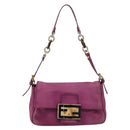 FENDI Mamma Baguette Hand Bag Leather Purple Gold Auth ka5874A-2