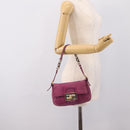 FENDI Mamma Baguette Hand Bag Leather Purple Gold Auth ka5874A-21