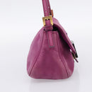 FENDI Mamma Baguette Hand Bag Leather Purple Gold Auth ka5874A-4