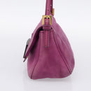 FENDI Mamma Baguette Hand Bag Leather Purple Gold Auth ka5874A-5