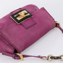 FENDI Mamma Baguette Hand Bag Leather Purple Gold Auth ka5874A-6