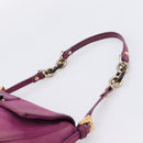 FENDI Mamma Baguette Hand Bag Leather Purple Gold Auth ka5874A-8