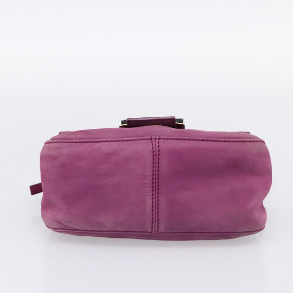FENDI Mamma Baguette Hand Bag Leather Purple Gold Auth ka5874A