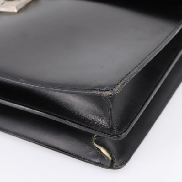 CARTIER Business Bag Leather Black Gold Auth ka5875