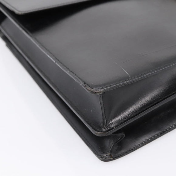 CARTIER Business Bag Leather Black Gold Auth ka5875