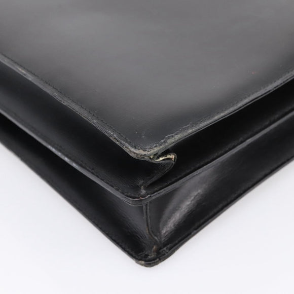 CARTIER Business Bag Leather Black Gold Auth ka5875