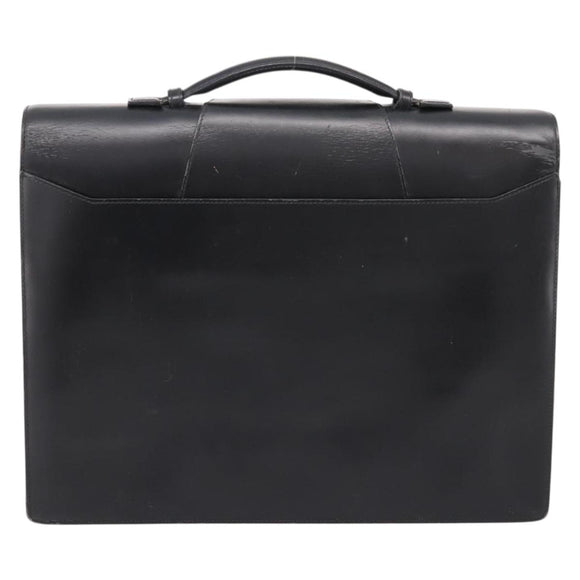 CARTIER Business Bag Leather Black Gold Auth ka5875