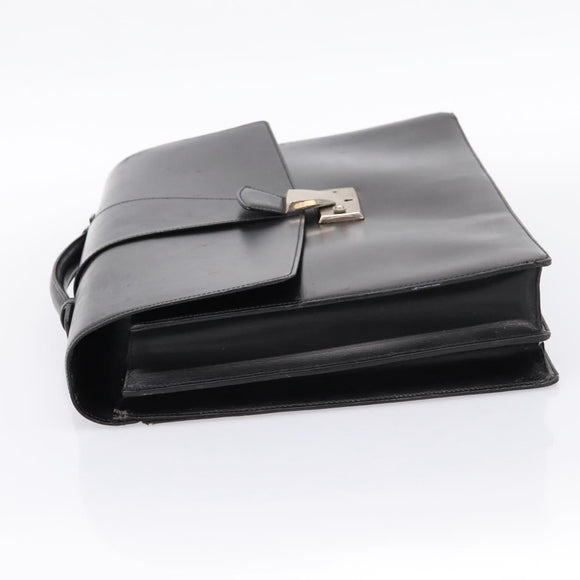 CARTIER Business Bag Leather Black Gold Auth ka5875