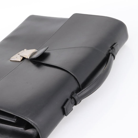 CARTIER Business Bag Leather Black Gold Auth ka5875