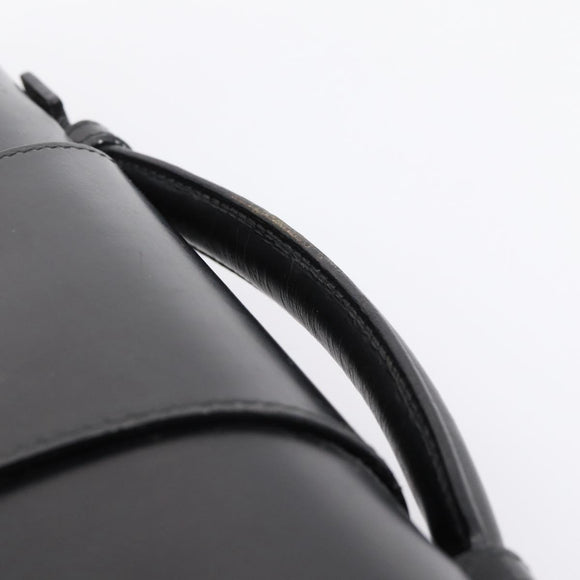 CARTIER Business Bag Leather Black Gold Auth ka5875