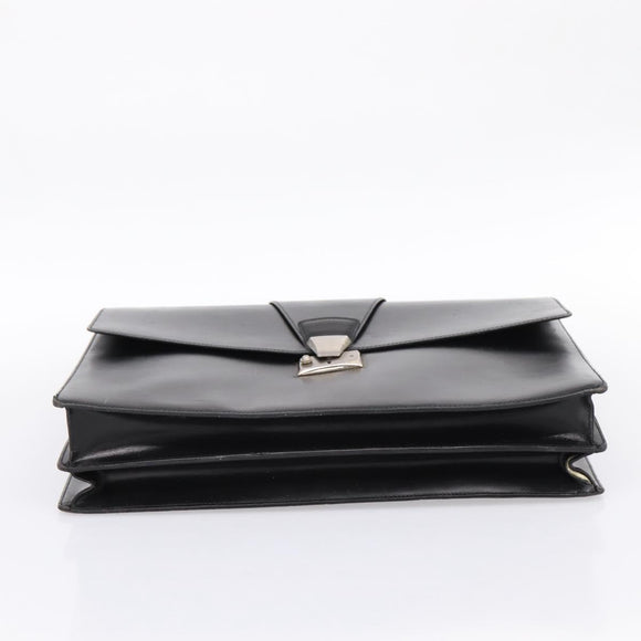 CARTIER Business Bag Leather Black Gold Auth ka5875